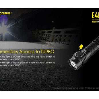 Nitecore E4K Compact EDC Flashlight - 4 x CREE XP-L2 V6 - 4400 Lumens - Uses 1 x USB-C Rechargeable 21700 (Included) or 2 x CR123A or 2 x RCR123