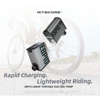 Nitecore EBP10 Mini Portable Electric Pump - 120psi Max - Uses Built-in 11.1V 2.55Wh Li-ion Battery Pack