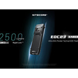 Nitecore EDC23 Saber USB-C Rechargeable LED Flashlight - 2500 Lumens - 2 x NiteLab UHi 25 - Uses Built-in 1500mAh Li-ion Battery Pack