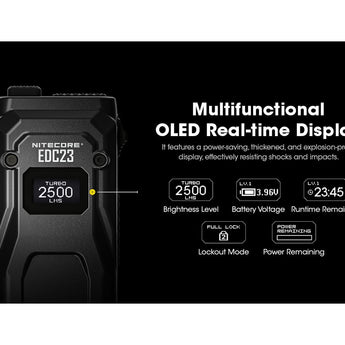 Nitecore EDC23 Saber USB-C Rechargeable LED Flashlight - 2500 Lumens - 2 x NiteLab UHi 25 - Uses Built-in 1500mAh Li-ion Battery Pack