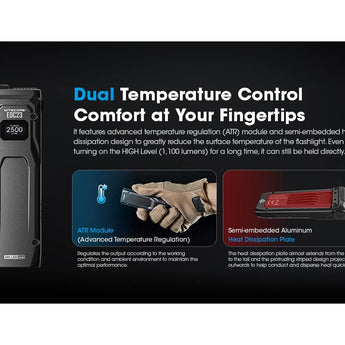 Nitecore EDC23 Saber USB-C Rechargeable LED Flashlight - 2500 Lumens - 2 x NiteLab UHi 25 - Uses Built-in 1500mAh Li-ion Battery Pack