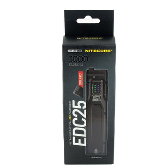 Nitecore EDC25 USB-C Rechargeable LED Flashlight - 3000 Lumens - 2 x NiteLab UHi 20 - Uses Built-in 1700mAh Li-ion Battery Pack