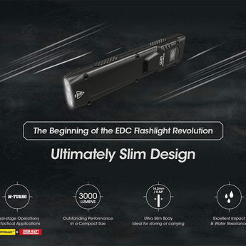 Nitecore EDC27 USB-C Rechargeable LED Flashlight - 3000 Lumens - 2 x Luminus SST-40 - Uses Built-in 3.7V 1700mAh Li-ion Battery Pack