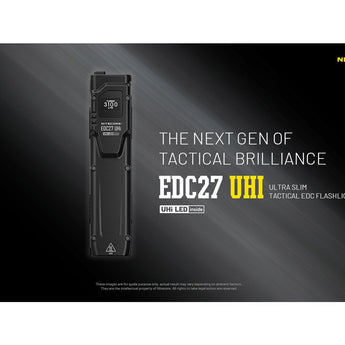 Nitecore EDC27 UHi USB-C Rechargeable LED Flashlight - 3100 Lumens - NiteLab UHi 20 - Uses Built-in 3.7V 1700mAh Li-ion Battery Pack