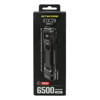 Nitecore EDC29 USB-C Rechargeable LED Flashlight - 6500 Lumens - 2 x NiteLab UHi 20 - Uses Built-in 2500mAh Li-ion Battery Pack