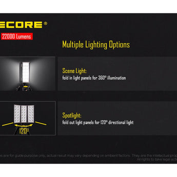 Nitecore FLS360 Rechargeable Field Lighting System and Optional Flight Case Kit - 22000 Lumens - CREE XM-L2 - Uses Built-in 600Wh Li-ion Battery Pack