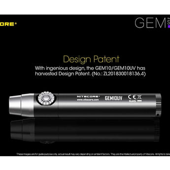 Nitecore GEM 8 Jeweler Light - CREE XP-L HI V3 LED - 500 Lumens - Uses 1 x 18650 or 2 x CR123A