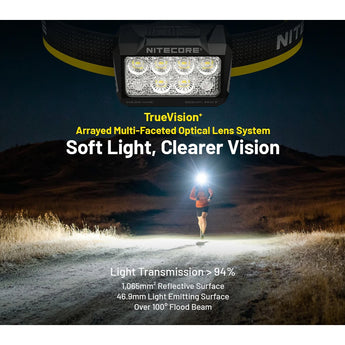 Nitecore headlamp with TrueVision technology in a dark landscape