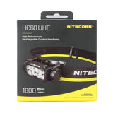 Nitecore HC60 UHE USB-C Rechargeable LED Headlamp - 1600 Lumens - 6 x NiteLab UHE LEDs - Includes 1 x 18650