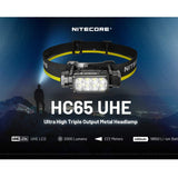 Nitecore HC65-UHE Rechargeable LED Flashlight - NiteLab UHE LED - 2000 Lumens - Uses NL1840HP 4000mAh 18650 Lithium-ion Battery - Black or Grey