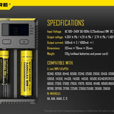 Nitecore Intellicharge i2 2-Channel Smart Charger for Li-ion, Ni-Cd, & NiMH Batteries - 2016 Edition