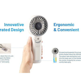 Nitecore Izz Cool 30 USB-C Rechargeable Handheld Misting Fan - Uses Built-in 3500mAh Li-ion Battery Pack - White or Blue