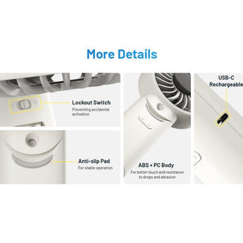 Nitecore Izz Cool 30 USB-C Rechargeable Handheld Misting Fan - Uses Built-in 3500mAh Li-ion Battery Pack - White or Blue