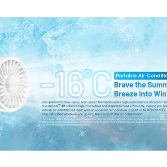 Nitecore Izz Cool 30 USB-C Rechargeable Handheld Misting Fan - Uses Built-in 3500mAh Li-ion Battery Pack - White or Blue