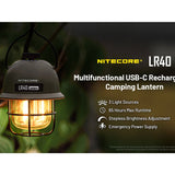 Nitecore LR40 USB-C Rechargeable LED Lantern - 100 Lumens - Uses Built-in 4000mAh Li-ion Battery Pack - in Army Green or White