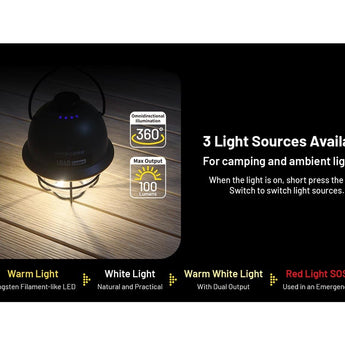 Nitecore LR40 USB-C Rechargeable LED Lantern - 100 Lumens - Uses Built-in 4000mAh Li-ion Battery Pack - in Army Green or White