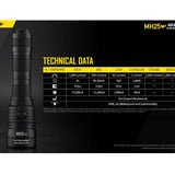 Nitecore MH25-V2 Dual Fuel Long Range USB-C Rechargeable LED Flashlight - 1300 Lumens - Includes 1 x 21700