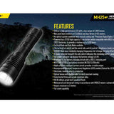 Nitecore MH25-V2 Dual Fuel Long Range USB-C Rechargeable LED Flashlight - 1300 Lumens - Includes 1 x 21700