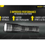 Nitecore MH25-V2 Dual Fuel Long Range USB-C Rechargeable LED Flashlight - 1300 Lumens - Includes 1 x 21700