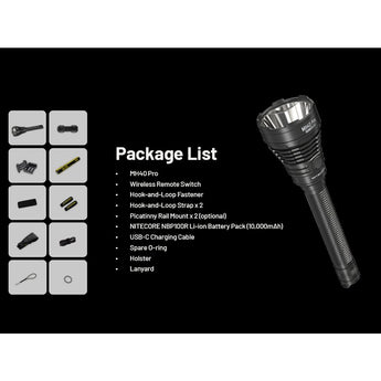 Nitecore MH40 Pro LED Flashlight - 3500 Lumens - NiteLab Uhi 40 Max - Includes 1 x NBP100R Li-ion Battery Pack