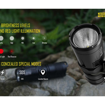 Nitecore Multitask MT10C LED Flashlight Kit - CREE XM-L2 U2 LED - 920 Lumens - Includes 1 x CR123A and 1 x LMA1 Helmet Clip