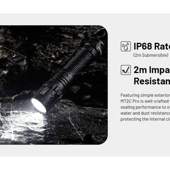 Nitecore MT2C Pro LED Flashlight - Uhi 20 - 1800 Lumens - Includes 1 x 18650 with USB-C Charging Port