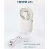 Nitecore NEF02 Multi-Purpose Rechargeable Pocket Fan - Uses Built-in 1200mAh Li-ion Battery Pack - White or Pink