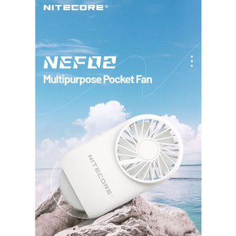 Nitecore NEF02 Multi-Purpose Rechargeable Pocket Fan - Uses Built-in 1200mAh Li-ion Battery Pack - White or Pink