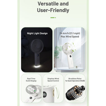 Nitecore NEF03 Rechargeable Handheld Fan - Uses Built-in 3600mAh Li-ion Battery Pack - White or Pink