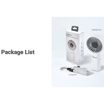 Nitecore NEF03 Pro USB-C Rechargeable Handheld Fan - Uses Built-in 4000mAh Li-ion Battery Pack - White or Blue