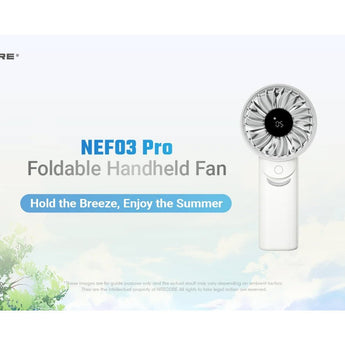 Nitecore NEF03 Pro USB-C Rechargeable Handheld Fan - Uses Built-in 4000mAh Li-ion Battery Pack - White or Blue
