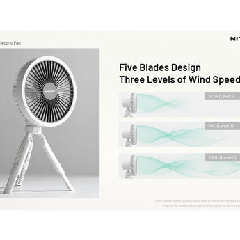 Nitecore NEF10 USB-C Rechargeable Multi-Functional Electric Fan - Uses Built-in 10000mAh Li-ion Battery Pack - White or Gray