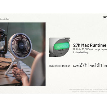 Nitecore NEF10 USB-C Rechargeable Multi-Functional Electric Fan - Uses Built-in 10000mAh Li-ion Battery Pack - White or Gray