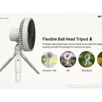 Nitecore NEF10 USB-C Rechargeable Multi-Functional Electric Fan - Uses Built-in 10000mAh Li-ion Battery Pack - White or Gray