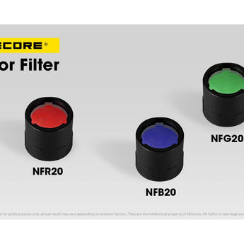Nitecore NF20 Filters for Flashlights with 19.7mm Head Diameters - Red, Blue, or Green