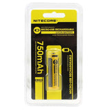 Nitecore NL147R 14500 750mAh 3.6V Protected 2A Lithium Ion (Li-ion) Button Top Battery with Micro USB Charging Port - Retail Card