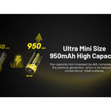 Nitecore NL169 RCR123A / 16340 950mAh 3.6V Protected Lithium Ion (Li-ion) Button Top Battery