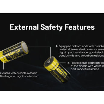 Nitecore NL169 RCR123A / 16340 950mAh 3.6V Protected Lithium Ion (Li-ion) Button Top Battery