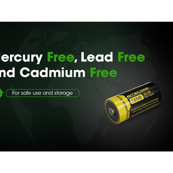 Nitecore NL169 RCR123A / 16340 950mAh 3.6V Protected Lithium Ion (Li-ion) Button Top Battery