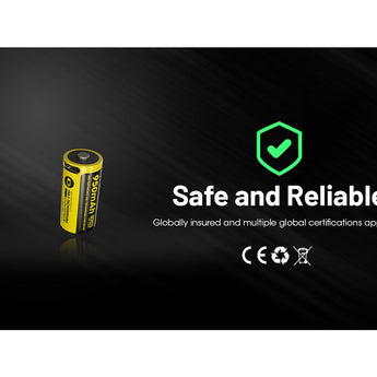 Nitecore NL169R 16340 950mAh 3.6V Lithium Ion (Li-ion) Button Top Battery with USB-C Charging Port