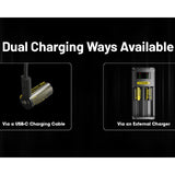 Nitecore NL1816R 18350 1600mAh 3.6V Lithium Ion (Li-ion) Button Top Battery with USB-C Charging Port