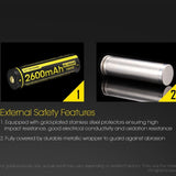 Nitecore NL1826R 18650 2600mAh 3.6V Protected Lithium Ion (Li-ion) Button Top Battery with Built In Micro-USB Charging Port