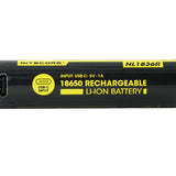 Nitecore NL1836R 18650 3600mAh 3.6V Protected Lithium Ion (Li-ion) Button Top Battery with Built In USB-C Charging Port