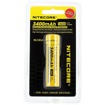 Nitecore NL1834 18650 3400mAh 3.7V Protected Lithium Ion (Li-ion) Button Top Battery - Blister Pack