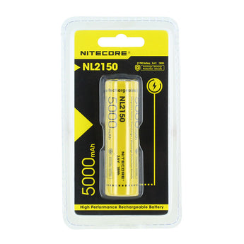 nitecore nl2150 21700 battery in retail packaging blister card front view
