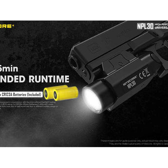 Nitecore NPL30 LED Weapon Light - 1200 Lumens - CREE XP-G3 - Includes 2 x CR123A