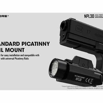 Nitecore NPL30 LED Weapon Light - 1200 Lumens - CREE XP-G3 - Includes 2 x CR123A