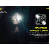 Nitecore NU05-V2 USB-C Rechargeable Headlamp Mate - 40 Lumens - Uses Built-in Li-ion Battery Pack - Light Only