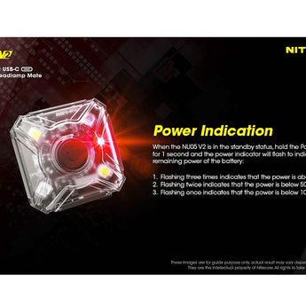 Nitecore NU05-V2 USB-C Rechargeable Headlamp Mate - 40 Lumens - Uses Built-in Li-ion Battery Pack - Light Only