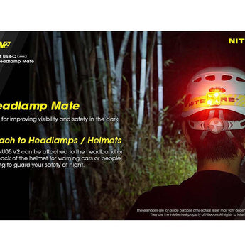 Nitecore NU05-V2 USB-C Rechargeable Headlamp Mate - 40 Lumens - Uses Built-in Li-ion Battery Pack - Light Only